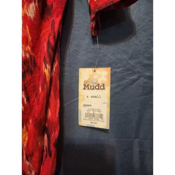 Mudd Blouse Womens Colorful V-Neck 3/4 Sleeves Pullover Casual Top Size XS - Picture 4 of 4